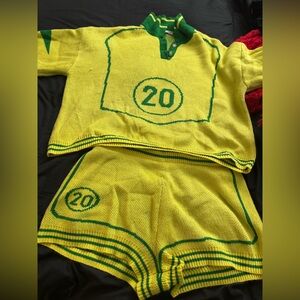 Yellow Knit Sweater and Shorts Set
